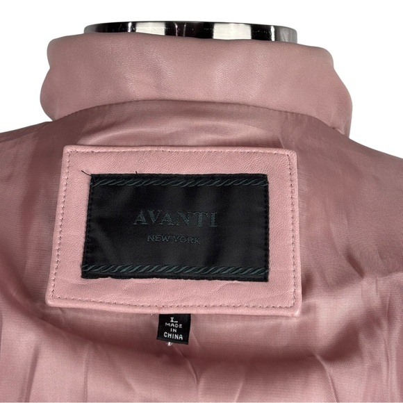 AVANTI LIGHT PINK LEATHER ZIP FRONT TAILORED COLLARED BLAZER Y2K JACKET - Picture 15 of 16